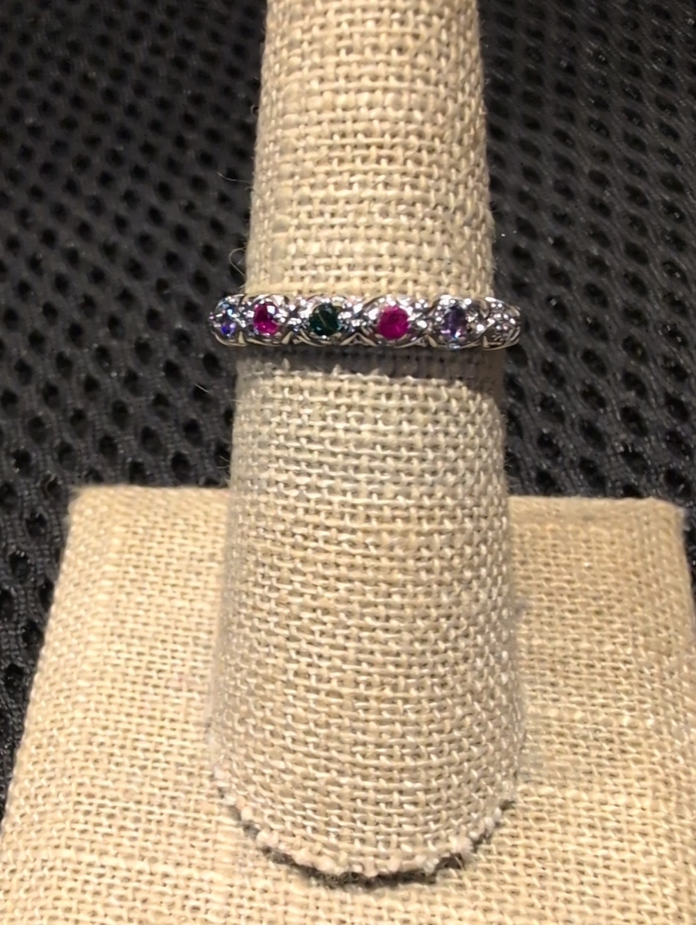 White Gold Plated Women's Multi-color Stone Ring